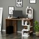 HOMIDEA DERONI Writing Desk - Computer Workstation - Home Office Desk - Writing Table with shelf unit in modern design (Walnut/White)