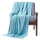 HOMESCAPES Pastel Blue Cable Knit Throw 130 x 170 cm Combed Cotton Soft and Cosy Blanket Bed and Sofa Throw For Armchairs and Single Beds