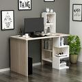 HOMIDEA DERONI Writing Desk - Computer Workstation - Home Office Desk - Writing Table with shelf unit in modern design (Avola/White)