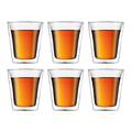 Bodum Canteen Double Wall Glass Set, Mouth Blown Borosilicate Glass - 0.2 L, Transparent, Pack of 6