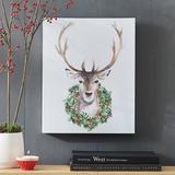 Christmas Reindeer With Wreath Canvas - Grandin Road