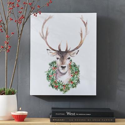 Christmas Reindeer With Wreath Canvas - Grandin Ro...