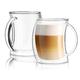 JoyJolt Caleo Collection Glass Coffee Cups Double Wall Insulated Mugs Set of 2 Glasses (13 oz, 390ml)