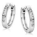 Orovi Woman Hoops Earrings 9 ct / 375 White Gold With Diamonds Brilliant Cut 0.11 ct