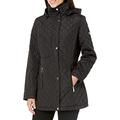 Calvin Klein womensCW526589Classic Quilt Body with Diamond Body Pattern and Hood Quilted Lightweight Jacket - Black - Small