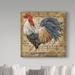 Trademark Fine Art 'Le Coq 2' Graphic Art Print on Wrapped Canvas in Blue/Brown | 14 H x 14 W x 2 D in | Wayfair ALI37367-C1414GG