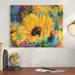 Charlton Home® Blue Sunflowers by Richard Wallich - Print on Canvas in Blue/Yellow | 12 H x 19 W x 2 D in | Wayfair