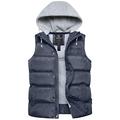 Wantdo Men's Cotton Padded Gilets Winter Outerwear Vest Windproof Body Warmer Vest Hooded Warm Gilets Grey L