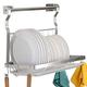 TQVAI Stainless Steel Dish Drying Rack with Drainboard Hanging Rod and Sponge Holder, Hanging Dish Drainer, Over The Sink Dish Rack - Silver