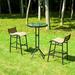 Ebern Designs Hessler Outdoor 3 Piece Bistro Set Glass/Metal in Black/Brown | 40 H x 23.5 W x 23.5 D in | Wayfair C157CC571F8746FAA5B624A39D6208F3