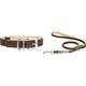 Knuffelwuff 13957-002 Weiches Nubuk Lederhalsband Orlando, S, braun/beige + Knuffelwuff Soft-Leder Führleine Hundeleine Orlando mehrfach verstellbar Länge 200 cm, Breite 12 mm Braun/Beige