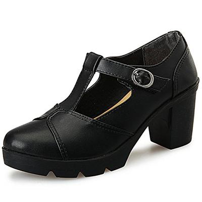 Women's Classic T-Strap Leather Shoes