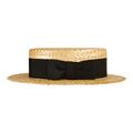 Gamble & Gunn British Made Straw Boater with Black Ribbon Trim (61cm)