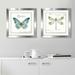 Gracie Oaks 'Rainbow Seeds Butterflies I' 2 Piece Framed Watercolor Painting Print Set Paper in Blue/Green/White | 16.5 H x 33 W x 1 D in | Wayfair