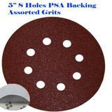 MTP Â® 5 8 Holes PSA Self Adhesive 60/80/120/180/240/320 Grit Sanding Abrasive Disc Stick On Sandpaper Peel and Stick Type 5 Inches DA Pressure Sensitive Adhesive