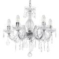 LITECRAFT 5 Light Dual Mount Chandelier Marie Therese White, Chrome, Multi Coloured, Black, Silver Acrylic Bedroom Living Room Ceiling Light (Chrome)