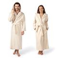 möve Wellness hooded bathrobe with chenille piping in size M made of 100 % cotton (Spinair), nature