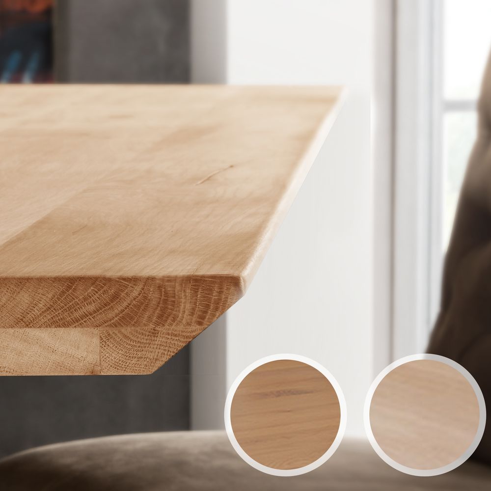 Massivholz »Tabula Rasa« Tischplatte Schweizer Kante 4 cm / aufgedoppelt / 180x100 cm / Wildeiche natur