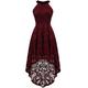 Dressystar 0028 Halter Hi-Lo Floral Lace Cocktail Party Dress Formal Dress XS Burgundy