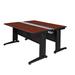 Red Barrel Studio® Fusion 2 Person Bench Workstation Desk Wood/Metal in Brown/Red | 29 H x 72 W x 58 D in | Wayfair