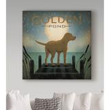 Winston Porter Moonrise Yellow Dog - Golden Pond by Ryan Fowler - Graphic Art Print on Canvas in Black/Brown/Gray | 24 H x 24 W x 2 D in | Wayfair