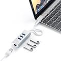 SATECHI Type-C 2-in-1 USB 3.0 Aluminum 3 Port Hub with Ethernet - For M2/ M1 MacBook Pro/Air, M2/ M1 iPad Pro/Air, M2 Mac Mini, iMac M1 (Silver)