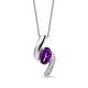 Orovi Women Necklace/Pendant with Chain 9 ct/375 White Gold With Brilliant Cut Diamonds and Oval Cut Amethyst 0.40 ct - Chain 45 cm