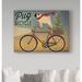 Winston Porter Pug on a Bike Christmas Crop by Ryan Fowler - Graphic Art Print on Canvas in Brown/Green/Yellow | 14 H x 19 W x 2 D in | Wayfair