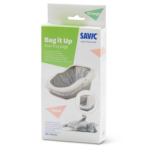 12 Stück Savic Bag it Up Litter Tray Bags, Maxi Katzentoilettenbeutel