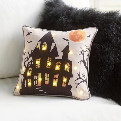 Haunted House Pillow With Lights - Grandin Road