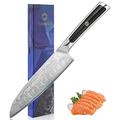 Sunnecko Santoku Knife 7 inch, Damascus Chef Knife VG-10 Steel Blade Japanese Style Knife, Sharp Kitchen Knife with G10 Handle Cooking Knife Perfect for Professional Home Use Cutting Knife