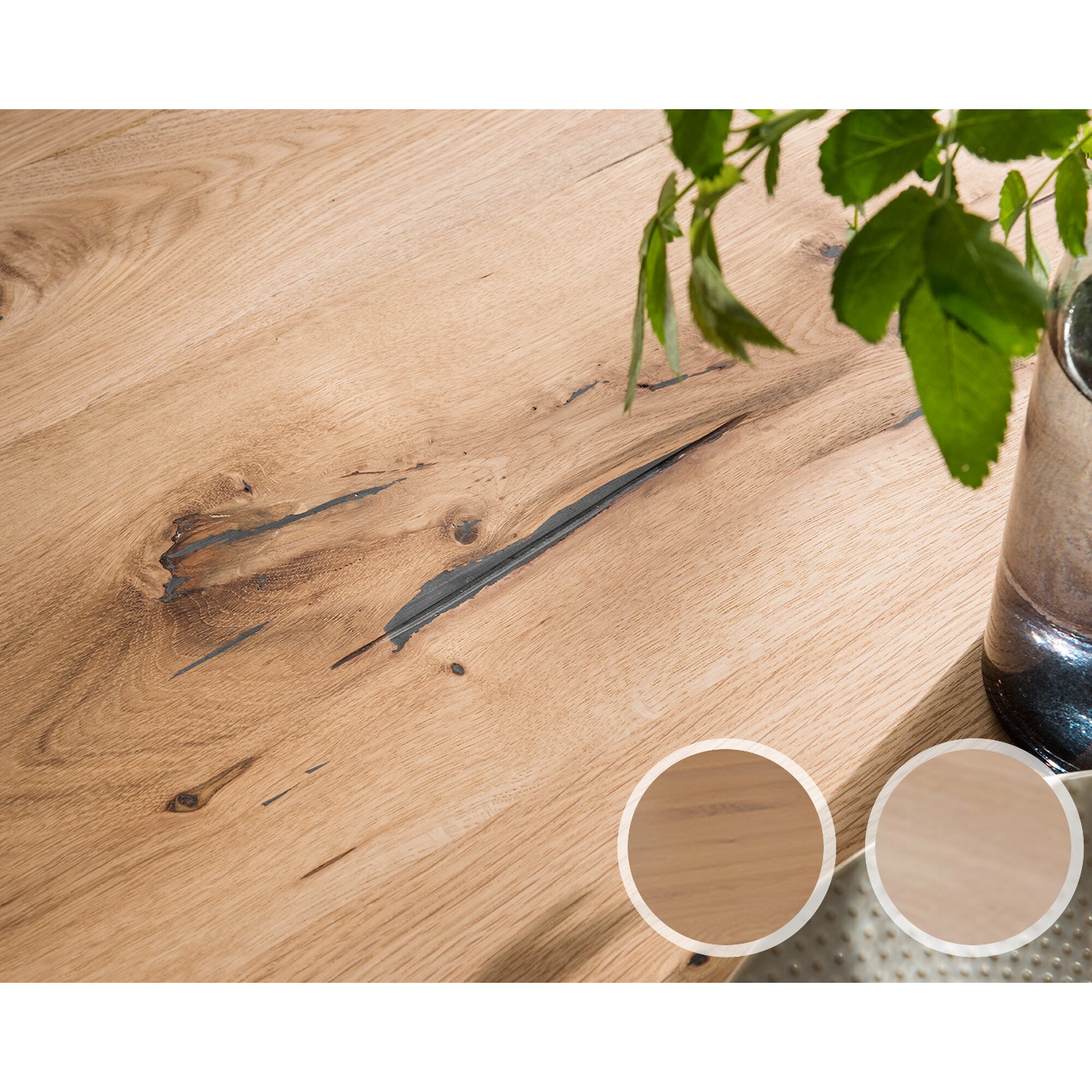 Massivholz »Tabula Rasa« Tischplatte Baumkante 4 cm / aufgedoppelt / 200x100 cm / Wildeiche natur