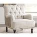 Armchair - Lark Manor™ Penermon 80.01Cm Wide Tufted Polyester Armchair Wood/Polyester in Brown/White | 37.25 H x 31.5 W x 35.5 D in | Wayfair