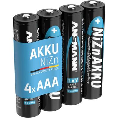 Micro NiZn Akku aaa 1,6V 550mWh, wiederaufladbare Batterien - 4 Stück - Ansmann