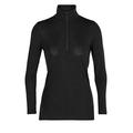 Icebreaker Damen 100% Merino Wolle Everyday Langarmshirt mit halben Reißverschluss - 175 Ultraleichtes Material - Schwarz, S