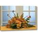 Astoria Grand 'Flower Arrangement on Table' Photographic Print on Wrapped Canvas Metal in Green/Orange | 21 H x 32 W x 1.5 D in | Wayfair