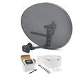 SSL Satellites Zone 2 Satellite Dish Quad LNB + 20 Meter White RG6 Cable FTA Signal Pointer Satellite SKY, SKY+, HD, Freesat TV Signal Finder Caravan Motorhome Satellite System Box Kit