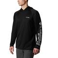 Columbia Men's PFG Terminal Tackle Fishing Hoodie, Breathable, UV Sun Protection, Black/Cool Grey Logo,Large Tall