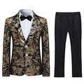 Boys Gold Suits for Weddings Prom Dinner Boy Suit Slim Fit Cruises Party 3-15 Years 2 Piece Tuxedo Jacket Trousers(Size: 8-9 Years/130)