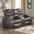 Signature Design by Ashley Warnerton Reclining Loveseat Faux Leather in Brown | 44 H x 72 W x 39 D in | Wayfair 7540718