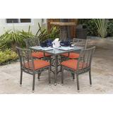 Panama Jack Outdoor Square 4 - Person Outdoor Dining Set Glass/Wicker/Rattan in Gray | 29 H x 35 W x 35 D in | Wayfair PJO-1601-GRY-5DS-CUSH/SU-725