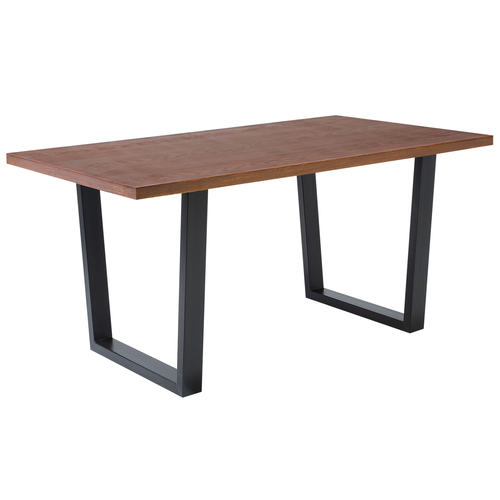 Esstisch Dunkelbraun mit Schwarz 160 x 90 cm MDF Tischplatte Kufenförmige Tischbeine Rechteckig Modern Industriell