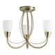 LITECRAFT Madrid Ceiling Light Flush 3 Arm with Frosted Shades - (Antique Brass, 3 Light)