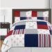 Sweet Jojo Designs Baseball Patch Reversible Modern & Contemporary Comforter Set Polyester/Polyfill in Blue/Gray/Red | Wayfair BaseballPatch-Q-3