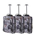 5 Cities Set of 3 Super Lightweight 21"/55cm Cabin Approved Carry On 2 Wheel Suitcase Trolley Bags Hand Luggage with Sturdy Frame Cities