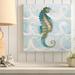 Highland Dunes 'Sea Creatures on Waves II' Watercolor Painting Print Canvas in Blue/Brown | 18 H x 18 W x 1 D in | Wayfair