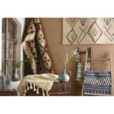 White 96 x 0.24 in Area Rug - World Menagerie Edwa Ikat Hand-Knotted Wool Blue/Ivory Rug Wool | 96 W x 0.24 D in | Wayfair