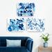 Wrought Studio™ 'Rainy Moves I-III' - 3 Piece Wrapped Canvas Set Canvas in Blue/White | 12 H x 48 W x 1.5 D in | Wayfair