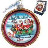 The Holiday Aisle® Joyful Sleigh Ride Cut Ball Glass Ornament Holiday Splendor Collection Glass in Blue/Green/Red | 3 H x 3.5 W x 3 D in | Wayfair