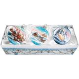 The Holiday Aisle® 3 Piece Arctic Ball Ornament Set Holiday Splendor Collection Glass in Blue/White | 3.5 H x 3 W x 3 D in | Wayfair